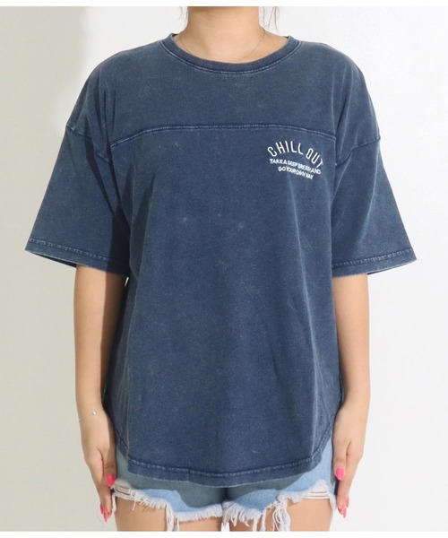 anap mimpi（アナップミンピ）の「ウォッシュ加工 サーフ 刺繍 インディゴ デニム Tシャツ（Tシャツ/カットソー・レディース・ブルー/ライトブルー・FREE）」の12枚目の写真