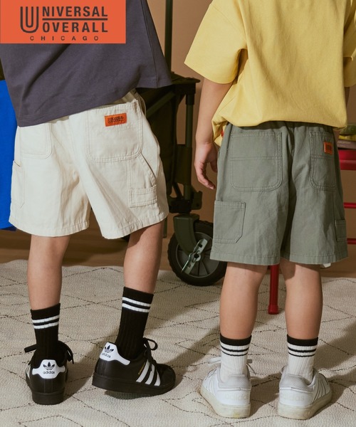 PAIRMANON STREET（ペアマノンストリート）の「【PAIRMANON STREET】【UNIVERSAL OVERALL】ペインター ショートパンツ（その他パンツ・キッズ・アイボリー/ブラック/カーキ・100/110/120/130/140/150/160）」の4枚目の写真