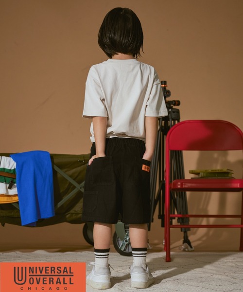 PAIRMANON STREET（ペアマノンストリート）の「【PAIRMANON STREET】【UNIVERSAL OVERALL】ペインター ショートパンツ（その他パンツ・キッズ・アイボリー/ブラック/カーキ・100/110/120/130/140/150/160）」の7枚目の写真