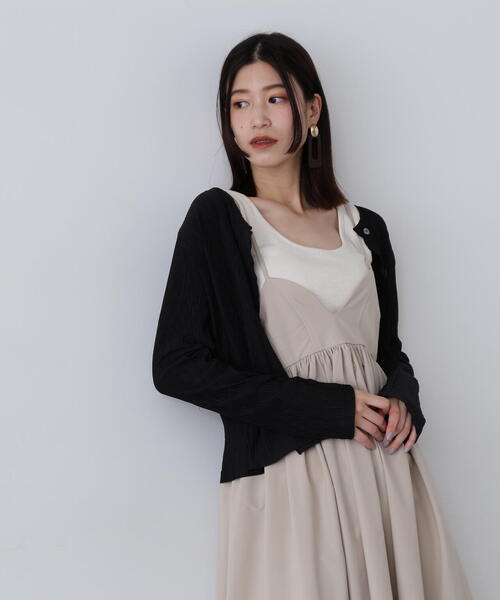 N.(N. Natural Beauty Basic)(エヌエヌナチュラルビューティーベーシック)の「◆メローエッジプリーツカーディガン(カーディガン/ボレロ・レディース・クリーム/グリーン/ブラック・MEDIUM)」の6枚目の写真