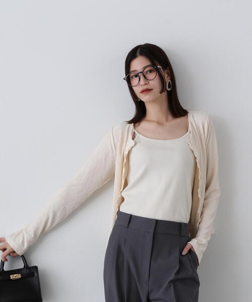 N.(N. Natural Beauty Basic)(エヌエヌナチュラルビューティーベーシック)の「◆メローエッジプリーツカーディガン(カーディガン/ボレロ・レディース・クリーム/グリーン/ブラック・MEDIUM)」の14枚目の写真