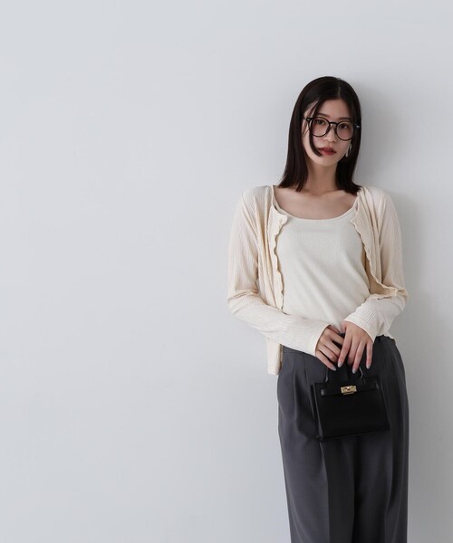 N.(N. Natural Beauty Basic)(エヌエヌナチュラルビューティーベーシック)の「◆メローエッジプリーツカーディガン(カーディガン/ボレロ・レディース・クリーム/グリーン/ブラック・MEDIUM)」の15枚目の写真