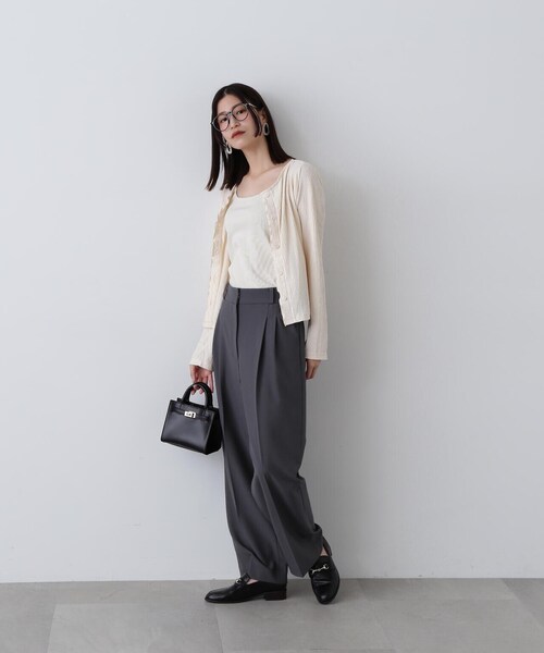 N.(N. Natural Beauty Basic)(エヌエヌナチュラルビューティーベーシック)の「◆メローエッジプリーツカーディガン(カーディガン/ボレロ・レディース・クリーム/グリーン/ブラック・MEDIUM)」の16枚目の写真