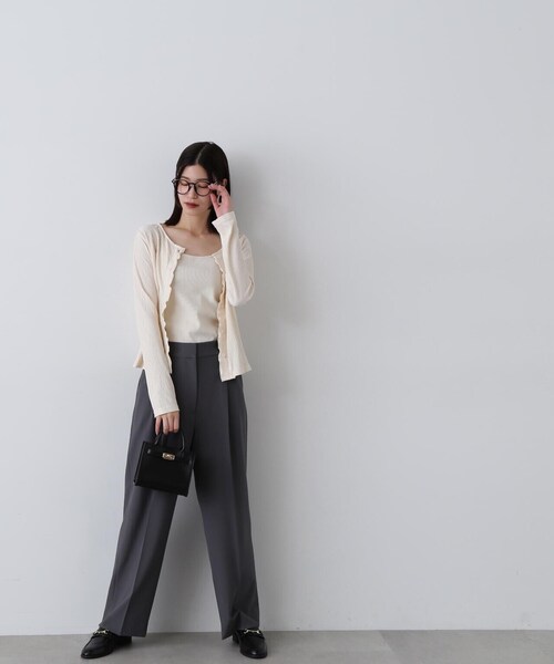 N.(N. Natural Beauty Basic)(エヌエヌナチュラルビューティーベーシック)の「◆メローエッジプリーツカーディガン(カーディガン/ボレロ・レディース・クリーム/グリーン/ブラック・MEDIUM)」の19枚目の写真