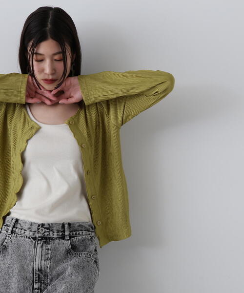 N.(N. Natural Beauty Basic)(エヌエヌナチュラルビューティーベーシック)の「◆メローエッジプリーツカーディガン(カーディガン/ボレロ・レディース・クリーム/グリーン/ブラック・MEDIUM)」の22枚目の写真