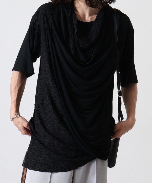 EVOLUTION(エボリューション)の「EVOLUTION ドレープTシャツ(Tシャツ/カットソー・メンズ・オフホワイト/ブラック・M/L)」の2枚目の写真