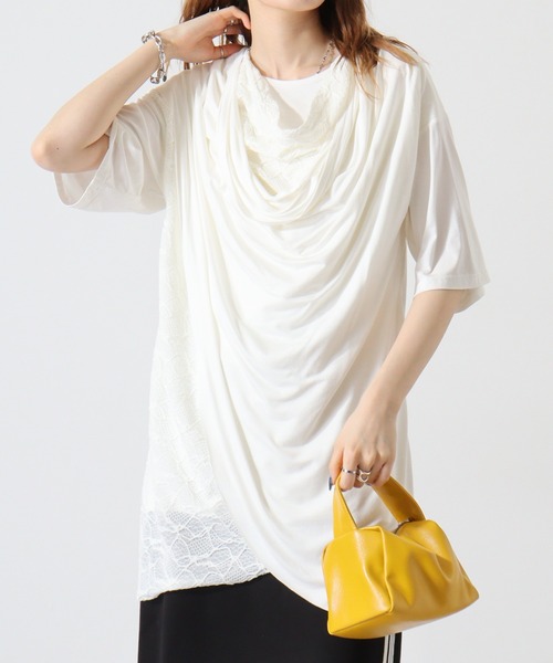 EVOLUTION(エボリューション)の「EVOLUTION ドレープTシャツ(Tシャツ/カットソー・メンズ・オフホワイト/ブラック・M/L)」の3枚目の写真