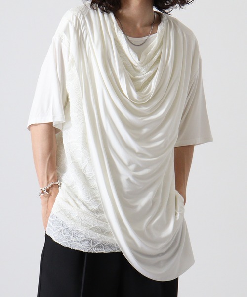 EVOLUTION(エボリューション)の「EVOLUTION ドレープTシャツ(Tシャツ/カットソー・メンズ・オフホワイト/ブラック・M/L)」の10枚目の写真