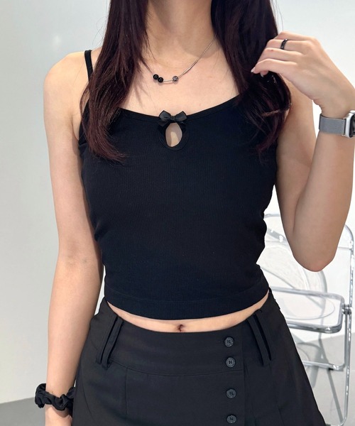 lilful(リルフル)の「【カップ付き】ミニリボン シンプルキャミソール(キャミソール・レディース・ホワイト/ブラック/アイボリー/グレー・F)」の18枚目の写真