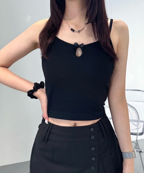 lilful(リルフル)の「【カップ付き】ミニリボン シンプルキャミソール(キャミソール・レディース・ホワイト/ブラック/アイボリー/グレー・F)」の19枚目の写真