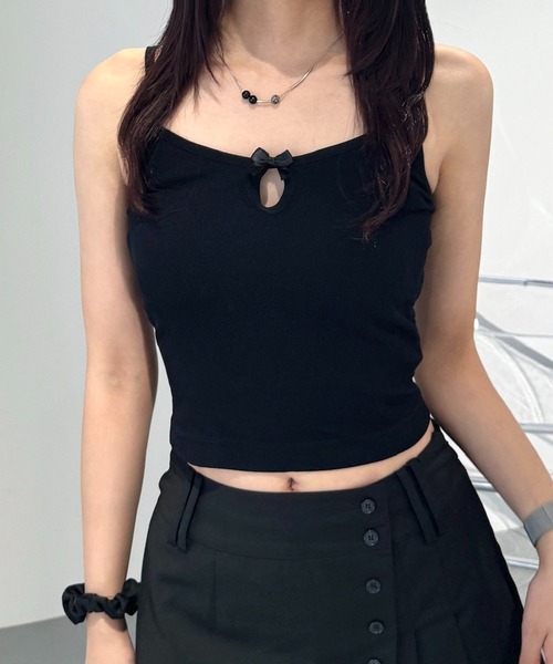 lilful(リルフル)の「【カップ付き】ミニリボン シンプルキャミソール(キャミソール・レディース・ホワイト/ブラック/アイボリー/グレー・F)」の14枚目の写真