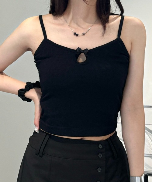 lilful(リルフル)の「【カップ付き】ミニリボン シンプルキャミソール(キャミソール・レディース・ホワイト/ブラック/アイボリー/グレー・F)」の15枚目の写真