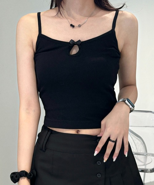 lilful(リルフル)の「【カップ付き】ミニリボン シンプルキャミソール(キャミソール・レディース・ホワイト/ブラック/アイボリー/グレー・F)」の16枚目の写真