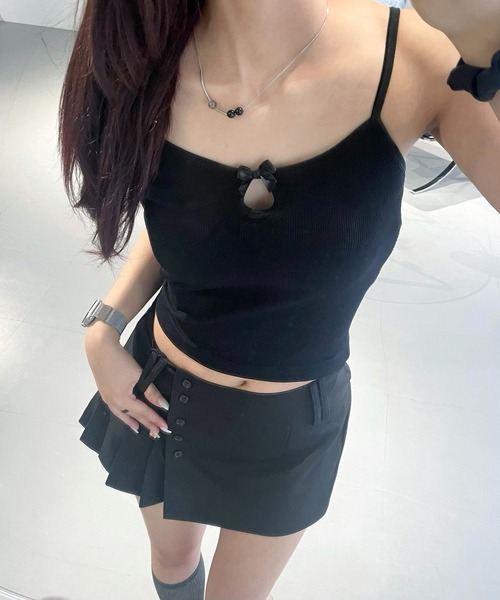 lilful(リルフル)の「【カップ付き】ミニリボン シンプルキャミソール(キャミソール・レディース・ホワイト/ブラック/アイボリー/グレー・F)」の17枚目の写真