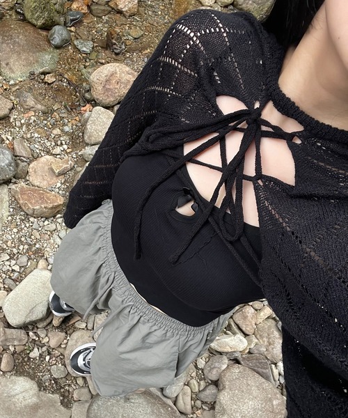 lilful(リルフル)の「【カップ付き】ミニリボン シンプルキャミソール(キャミソール・レディース・ホワイト/ブラック/アイボリー/グレー・F)」の20枚目の写真