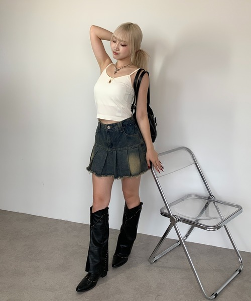 lilful(リルフル)の「【カップ付き】ミニリボン シンプルキャミソール(キャミソール・レディース・ホワイト/ブラック/アイボリー/グレー・F)」の5枚目の写真