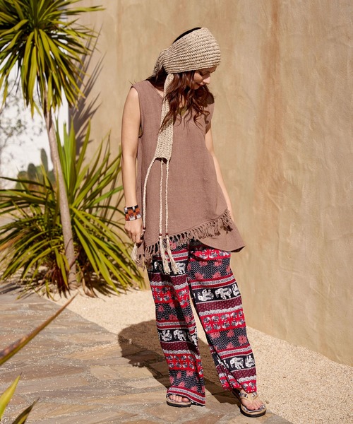 チャイハネ（チャイハネ）の「【チャイハネ】アビラノースリーブトップス（タンクトップ・レディース・ホワイト/パープル/ブラウン・FREE）」の8枚目の写真