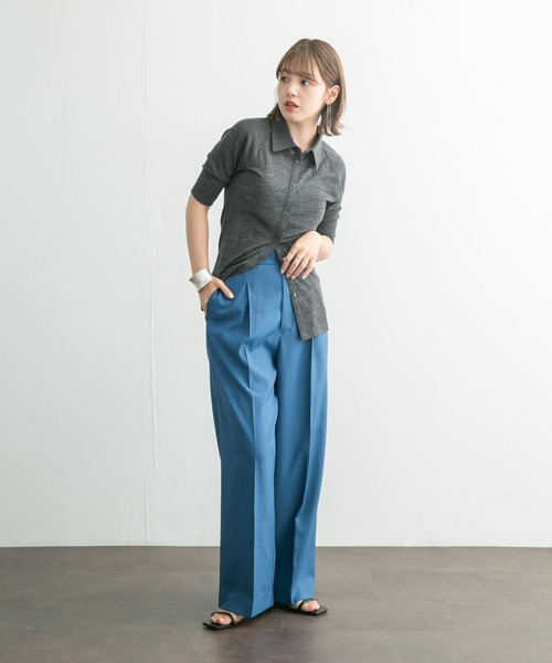 KBF（ケイビーエフ）の「ダブルループベルトスラックス（その他パンツ・レディース・ブラック/グレー系その他/ブルー・36/38）」の4枚目の写真