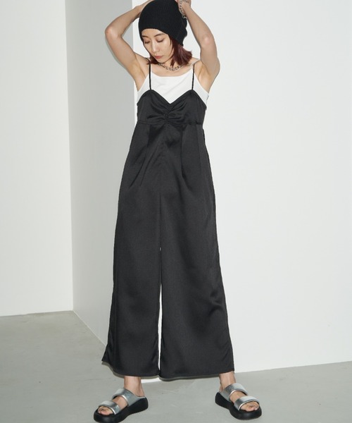 Auntie Rosa Holiday（アンティローザホリデー）の「ビスチェデザインリボンオールインワン / 長さ調節可能（つなぎ/オールインワン・レディース・ブラック/グレー・FREE）」の3枚目の写真