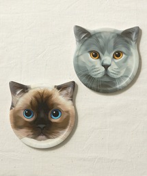 ABBEY MARKET（アビーマーケット）の「Purr Purr ネコ柄 セラミックコースター2枚セット（グラス/マグカップ/タンブラー）」