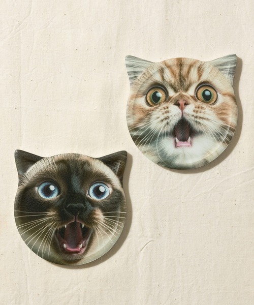 セール】Purr Purr ネコ柄 セラミックコースター2枚セット（グラス