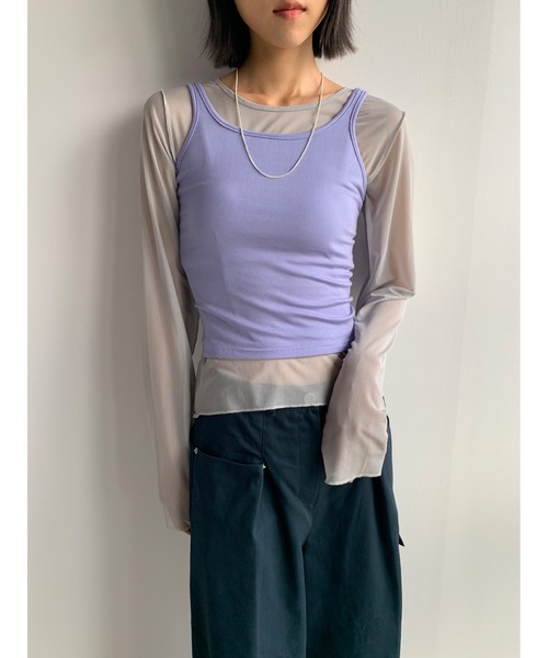 Didot.showroom（ディドット ショールーム）の「【DIDOT.】伸縮性抜群！スクエアレイヤードタンク（タンクトップ・レディース・ブラック/アイボリー/ヘザーグレー/ラベンダー/グレイッシュベージュ・FREE）」の22枚目の写真