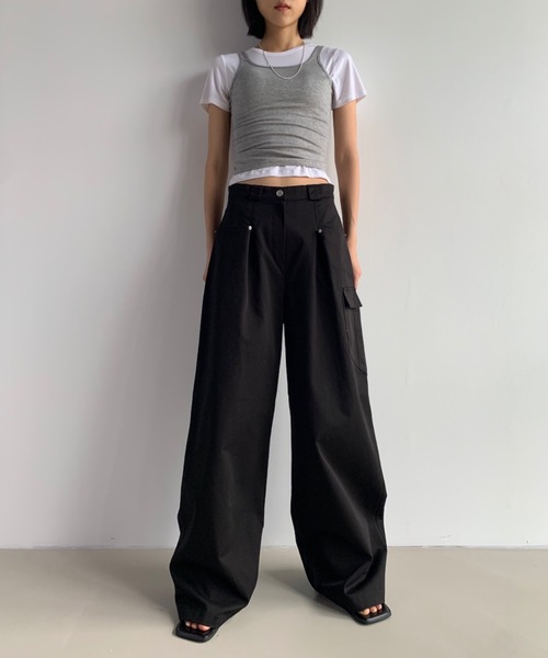 Didot.showroom（ディドット ショールーム）の「【DIDOT.】伸縮性抜群！スクエアレイヤードタンク（タンクトップ・レディース・ブラック/アイボリー/ヘザーグレー/ラベンダー/グレイッシュベージュ・FREE）」の17枚目の写真