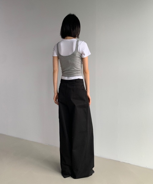 Didot.showroom（ディドット ショールーム）の「【DIDOT.】伸縮性抜群！スクエアレイヤードタンク（タンクトップ・レディース・ブラック/アイボリー/ヘザーグレー/ラベンダー/グレイッシュベージュ・FREE）」の18枚目の写真