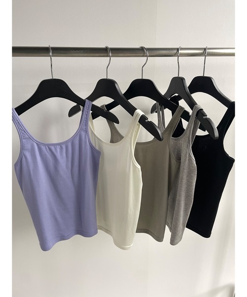 Didot.showroom（ディドット ショールーム）の「【DIDOT.】伸縮性抜群！スクエアレイヤードタンク（タンクトップ・レディース・ブラック/アイボリー/ヘザーグレー/ラベンダー/グレイッシュベージュ・FREE）」の6枚目の写真