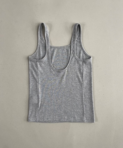 Didot.showroom（ディドット ショールーム）の「【DIDOT.】伸縮性抜群！スクエアレイヤードタンク（タンクトップ・レディース・ブラック/アイボリー/ヘザーグレー/ラベンダー/グレイッシュベージュ・FREE）」の8枚目の写真