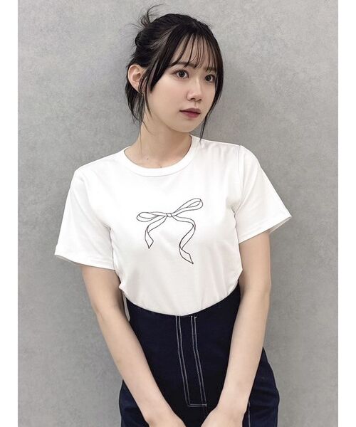 dazzlin（ダズリン）の「アソートリボンコンパクトTシャツ（Tシャツ/カットソー・レディース・オフホワイト/ブラック/ピンク・FREE）」の10枚目の写真