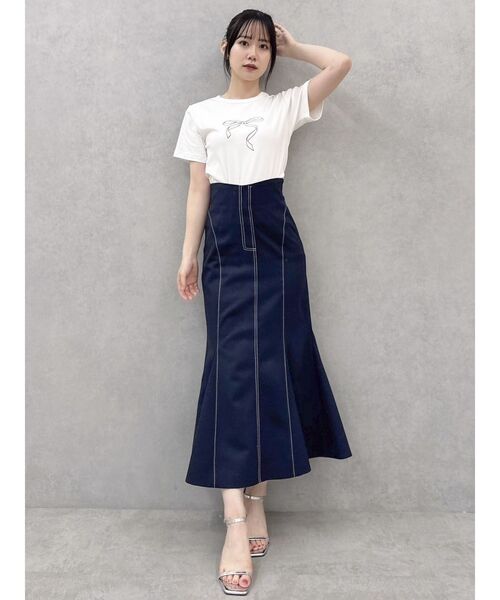 dazzlin（ダズリン）の「アソートリボンコンパクトTシャツ（Tシャツ/カットソー・レディース・オフホワイト/ブラック/ピンク・FREE）」の8枚目の写真