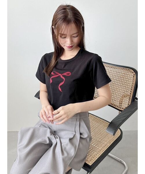 dazzlin（ダズリン）の「アソートリボンコンパクトTシャツ（Tシャツ/カットソー・レディース・オフホワイト/ブラック/ピンク・FREE）」の20枚目の写真