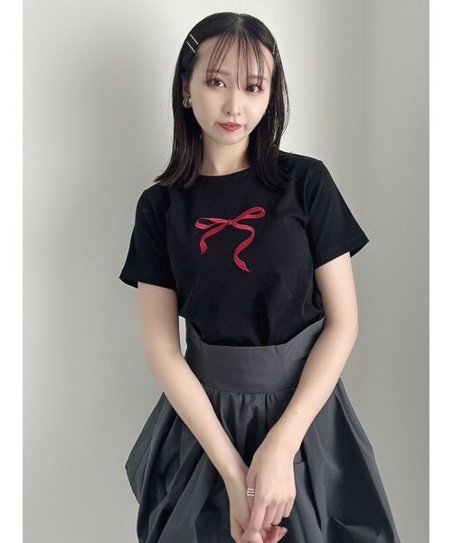 dazzlin（ダズリン）の「アソートリボンコンパクトTシャツ（Tシャツ/カットソー・レディース・オフホワイト/ブラック/ピンク・FREE）」の16枚目の写真