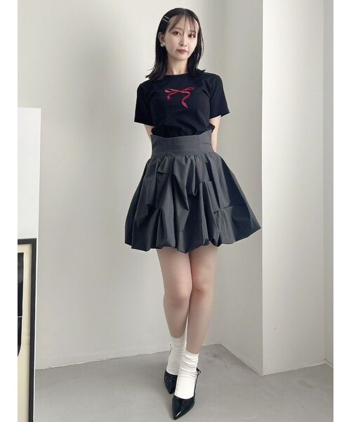 dazzlin（ダズリン）の「アソートリボンコンパクトTシャツ（Tシャツ/カットソー・レディース・オフホワイト/ブラック/ピンク・FREE）」の13枚目の写真