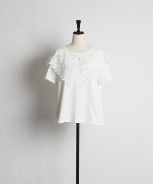 tocco closet(トッコ クローゼット)の「【ZOZO限定】レースカラーTシャツ(Tシャツ/カットソー・レディース・オフホワイト/ブラック・M)」の10枚目の写真