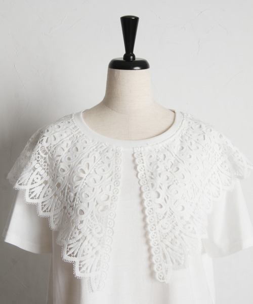tocco closet(トッコ クローゼット)の「【ZOZO限定】レースカラーTシャツ(Tシャツ/カットソー・レディース・オフホワイト/ブラック・M)」の7枚目の写真