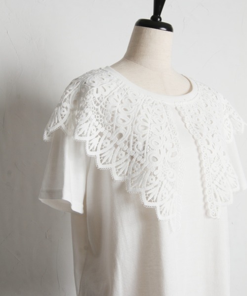 tocco closet(トッコ クローゼット)の「【ZOZO限定】レースカラーTシャツ(Tシャツ/カットソー・レディース・オフホワイト/ブラック・M)」の6枚目の写真