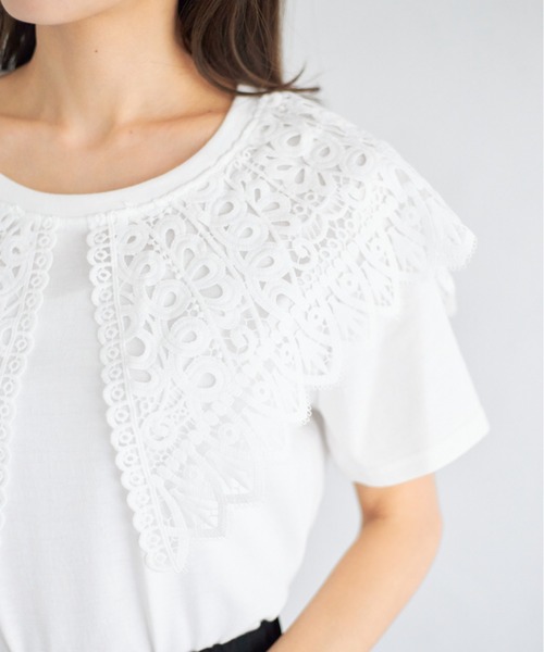 tocco closet(トッコ クローゼット)の「【ZOZO限定】レースカラーTシャツ(Tシャツ/カットソー・レディース・オフホワイト/ブラック・M)」の22枚目の写真