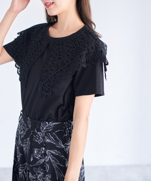 tocco closet(トッコ クローゼット)の「【ZOZO限定】レースカラーTシャツ(Tシャツ/カットソー・レディース・オフホワイト/ブラック・M)」の16枚目の写真