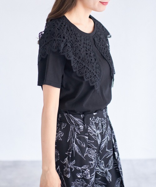 tocco closet(トッコ クローゼット)の「【ZOZO限定】レースカラーTシャツ(Tシャツ/カットソー・レディース・オフホワイト/ブラック・M)」の14枚目の写真