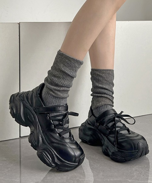 セール】軽量厚底 ボリューミー ストレッチ シューレース メリー