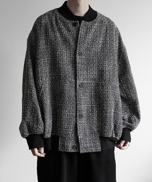 RUUBON（ルーボン）の「【RUUBON】tweed balloon MA-1 blouson / ツイードバルーンMA-1ブルゾン（ブルゾン・メンズ・グレー/ブラック・L/M/S）」の4枚目の写真