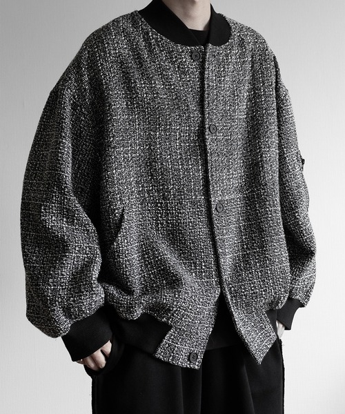 RUUBON（ルーボン）の「【RUUBON】tweed balloon MA-1 blouson / ツイードバルーンMA-1ブルゾン（ブルゾン・メンズ・グレー/ブラック・L/M/S）」の6枚目の写真