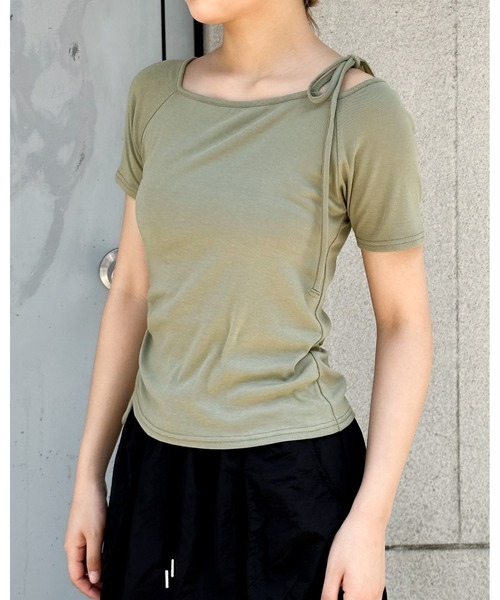 3.3 Field Trip (3.3フィールドトリップ)の「3.3 Field Trip/オフショルシャーリングT(Tシャツ/カットソー・レディース・ホワイト/ブラック/カーキ・FREE)」の3枚目の写真