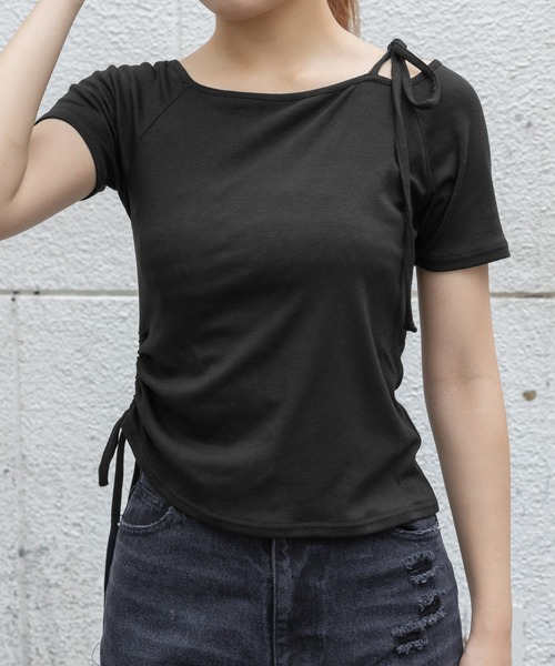 3.3 Field Trip (3.3フィールドトリップ)の「3.3 Field Trip/オフショルシャーリングT(Tシャツ/カットソー・レディース・ホワイト/ブラック/カーキ・FREE)」の1枚目の写真