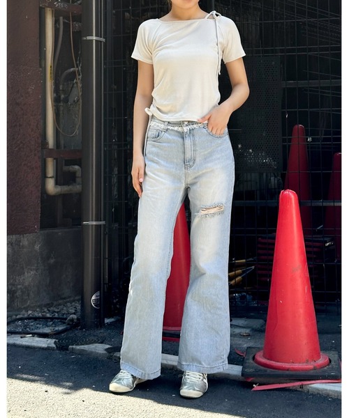 3.3 Field Trip (3.3フィールドトリップ)の「3.3 Field Trip/オフショルシャーリングT(Tシャツ/カットソー・レディース・ホワイト/ブラック/カーキ・FREE)」の22枚目の写真