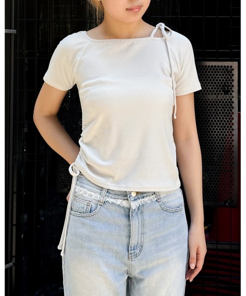 3.3 Field Trip (3.3フィールドトリップ)の「3.3 Field Trip/オフショルシャーリングT(Tシャツ/カットソー・レディース・ホワイト/ブラック/カーキ・FREE)」の20枚目の写真