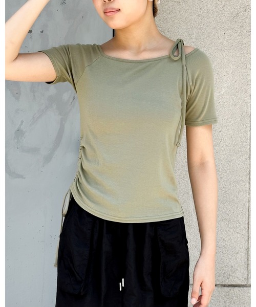 3.3 Field Trip (3.3フィールドトリップ)の「3.3 Field Trip/オフショルシャーリングT(Tシャツ/カットソー・レディース・ホワイト/ブラック/カーキ・FREE)」の15枚目の写真