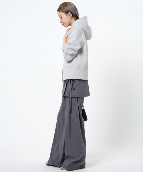 LOW CLASSIC(ロウ クラシック)の「【LOW CLASSIC/ロウ・クラシック】レイヤードラップスカートパンツ(その他パンツ・レディース・チャコールグレー・FREE)」の8枚目の写真